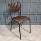 Vintage Industrial Rustic Stackable Dining Chairs, Leather Look, Metal Cafe Bar