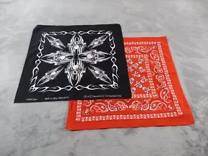 Bandanna by ZanHeadgear USA Skull Flames Black Red 21 x 21 Lot of 2 NWOT - Picture 1 of 6
