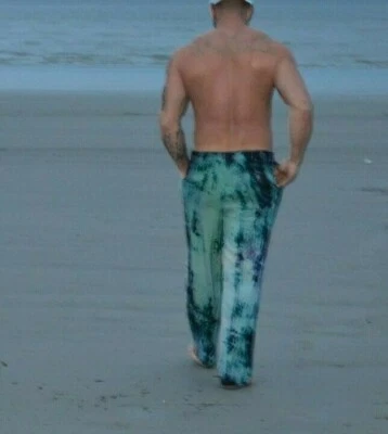 TOMMY BAHAMA Silk beach Dress Pants 32 30 Black Green Navy blue Medium tie dyed - Image 1 of 4