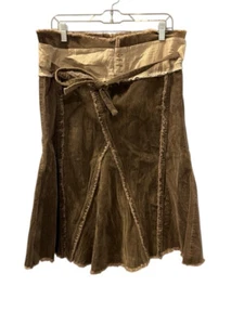 Hazel Anthropologie NWOT Velvet Brown Boho Skirt Women's Size Large Midi Casual - Picture 1 of 8