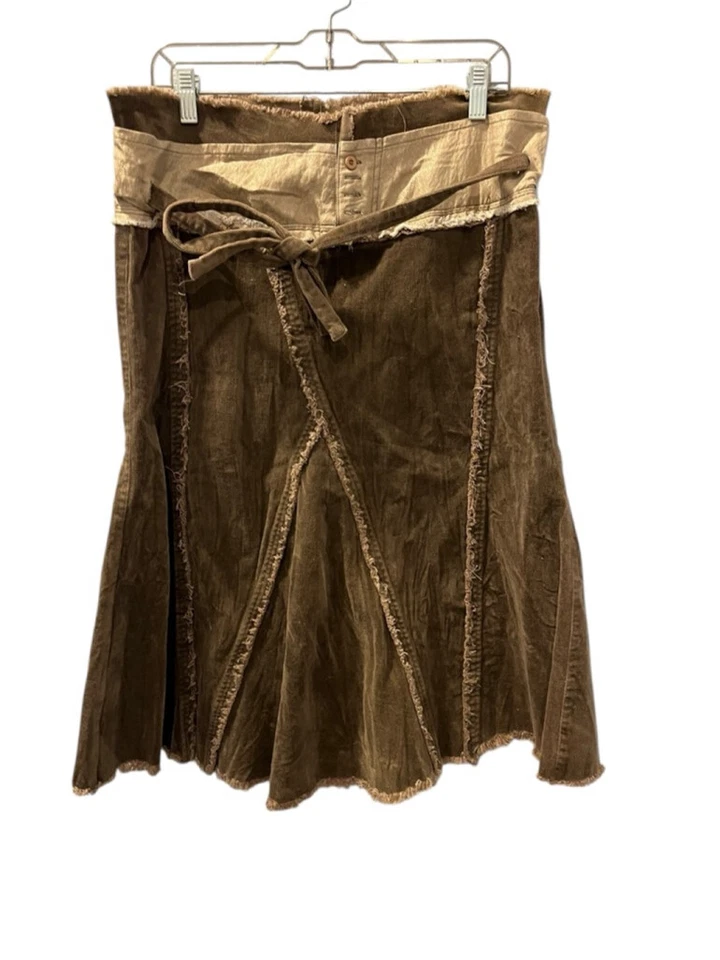 Hazel Anthropologie NWOT Velvet Brown Boho Skirt Women's Size Large Midi Casual - Image 1 of 4