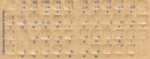 Pegatinas teclado lituanas letras azules impresión inversa Foto 1 de 1