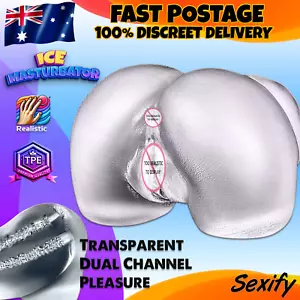 3D Realistic Ice Male Masturbator Large Transparent Pussy Ass Adult Sex Toy - Picture 1 of 15