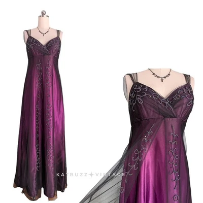 Винтажное выпускное платье макси платье M фиолетовый Y2K фея готическая кукла раздельный бисер гламур - Изображение 1 из 4