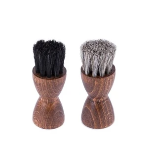 Genuine Horsehair Shoe Polish Dauber Two Brush Set – Shoe Shine Polish Applic... - Picture 1 of 6