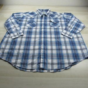 Ely Cattleman Shirt Men 4XL Big 4XB Blue Pearl Snap Western Button Up Plaid - Picture 1 of 9