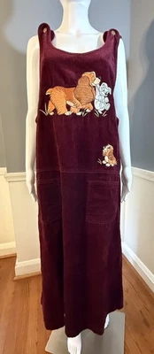 Vestido Jersey Vintage Disney Dama Y El Vagabundo Pana Borgoña Retro Divertido Talla 1X Foto 1 de 4