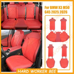 Juego de 7 fundas de asiento traseras delanteras de cuero rojo con orificio para BMW X3 G45 M50 2025 26 - Imagen 1 de 12