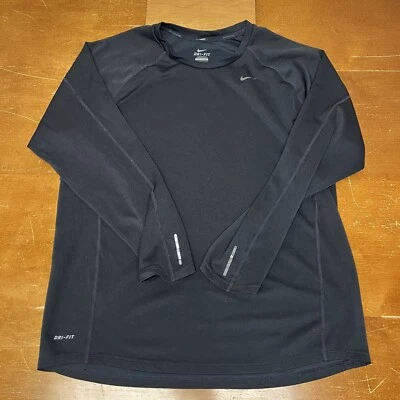 Camisa Nike Mujer Grande Negra Dri Fit Miler Correr Ligera Manga Larga Foto 1 de 4