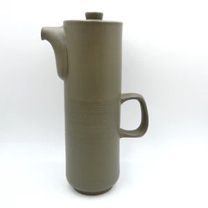 Denby Stoneware Camelot Chevron Green Coffee Pot by Gill Pemberton MCM VTG EUC - Picture 1 of 10
