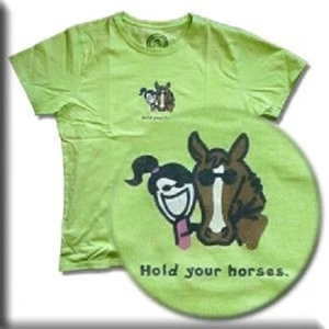 CAMISETA NUEVA ORIGINAL LIFE IS GOOD VERDE PALETA 'HOLD YOUR HORSES' TALLA PEQUEÑA - Imagen 1 de 1