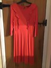 BN Size 12 Red Stretch Viscose 3/4 Sleeve Frill Dress