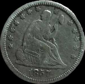 1857 Silver 25 C Seated Liberty Quarter. Full Liberty.  Better Grade - Picture 1 of 2