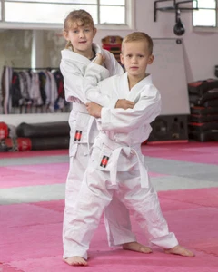 KANKU Bjj gi, Judo Uniform, Single Weave 450 gram White and Blue Jiu Jiutsu kids - Picture 1 of 3