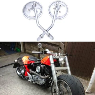 Espejos retrovisores redondos cromados para motocicleta Harley Davidson Sportster Bobber Foto 1 de 4
