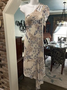 CHARLOTTE RUSSE ONE SHOULDER JUNIOR WOMEN'S SUMMER FLORAL PRINT DRESS SIZE MED - Picture 1 of 9