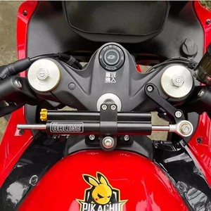 Universal Motorcycle Steering Damper Stabilizer Adjustable Ohlin 2-tube Black - Picture 1 of 12