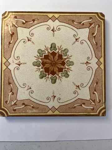 Antique Victorian tile  Aesthetic Movement Art Nouveau 6x6 late 1800 early 1900 Cover