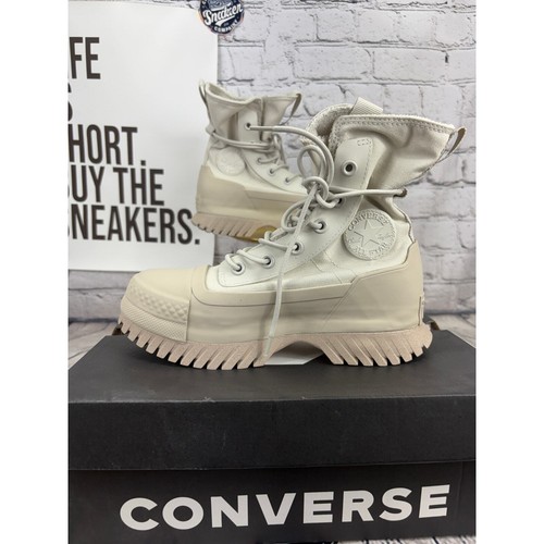 Sneakers Converse Chuck Taylor Lugged Terrain donna 5 stivali in pelle bianco sporco