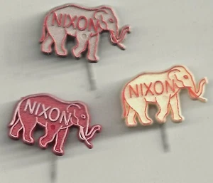1 Grey & 1 White 1 Red Plastic NIXON Republican Elephant Pins ~ Lot of 3 - Picture 1 of 2