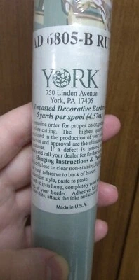 Rolo de papel de parede vintage YORK borda decorativa 5 jardas NOS AD 6805-B aprox 13,5" - Imagem 1 de 4