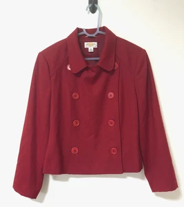 Talbots Wool Blazer Size 14 Fabric of Italy Double Breasted Red Lined - Picture 1 of 12