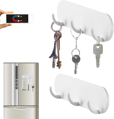 Pack de 2 Llaveros Magnéticos con 3 Ganchos para Frigorífico, Cocina y Lavandería Foto 1 de 4