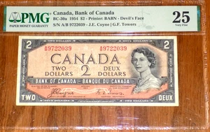 1954 $2 Devil’s Face Variety Canada BC-30a PMG VERY FINE 25 CANADIAN BANKNOTE - Picture 1 of 5