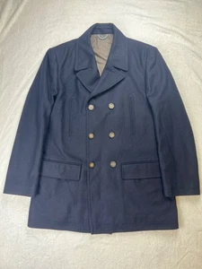 Michael Kors Men's Double Breasted Wool Quilted Peacoat Navy Blue 42R - Picture 1 of 6