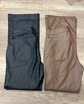 Wild Fable Women's Low Rise Flare Classic Faux Leather Pants Black Brown Size 4 - Image 1 of 4