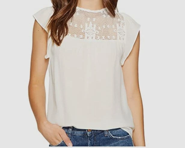 Camisa Top Blusa Jen's Pirate Booty Para Mujer Blanca Catarina Encaje Abierto Talla L Foto 1 de 1