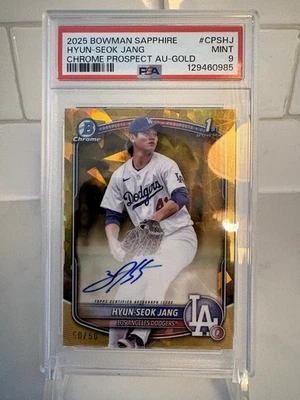 Hyun-Seok Jang 2025 Bowman Sapphire Gold 50/50 1st Auto PSA 9 #CPA-HJ - image 1 of 2