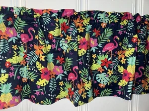 Tropical Flamingo Window Valance Curtains Summer Beach Patio 42x14 - Picture 1 of 19