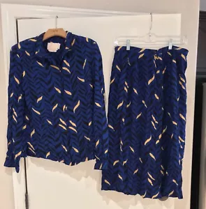 VINTAGE Pendleton USA Country Sophisticates Rayon Wool Blouse Skirt Set Sz 14 12 - Picture 1 of 5
