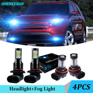 4pcs Bulbs For Ford Explorer 2011-2015 Combo LED Headlights Fog Light Kit 8000K - Picture 1 of 12