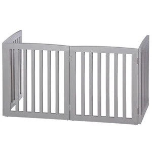 24" Entryway Wood Foldable Pet Dog Gate Fence 4 Panels Freestanding, White - Picture 1 of 12