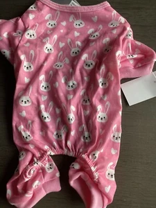 PET SPIRIT PINK "BUNNY FACES" EASTER Pajamas Puppy/Dog SMALL - Picture 1 of 3
