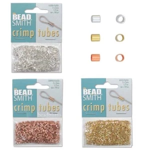 BeadSmith 2X2mm (400 PCS) Copper, Gold or Silver Plated Crimp Tubes - Bulk Pack - Picture 1 of 7