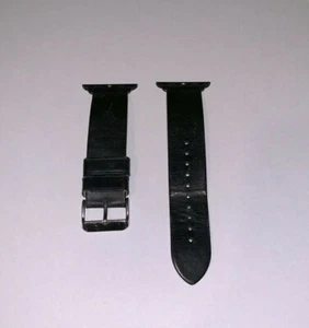 Genuine Black Leather Watch Band for 42mm Apple Watch Series 1 2 3 4 5 - Picture 1 of 3