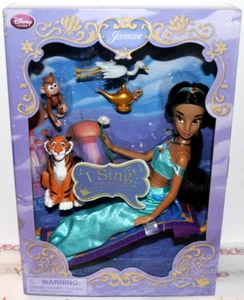 2015 Nuevo en caja Disney Aladdin Jasmine Muñeca Cantante de Lujo Juego Alfombra Abu Rajah ++ - Imagen 1 de 14