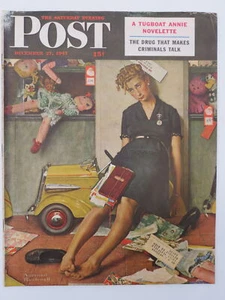 SATURDAY EVENING POST MAGAZINE, DECEMBER 27 1947 NORMAN ROCKWELL WEARY CLERK - Imagen 1 de 1
