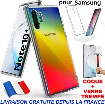 COQUE pour Samsung GALAXY NOTE 10 PLUS S20 S10e S9 S8 + VERRE TREMPE SILICONE - Photo 1/4