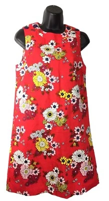 Vestido Vaina ModCloth Mujer 100% Algodón Rojo Floral Retro Años 70’s Corto Talla XS Foto 1 de 4