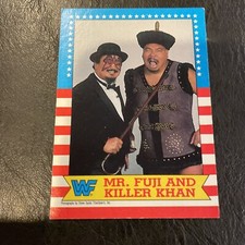 1987 Topps WWF #17 Mr Fuji and Killer Khan Set Break WWE Wrestling Stars EX Card
