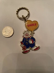 Vintage NOS Clown Smile Enamel Key Ring - Picture 1 of 3