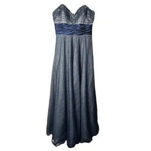 Adrianna Papell Beaded Mesh Gown in Gunmetal Sz 14 Occasion Wedding Evening - Picture 1 of 9