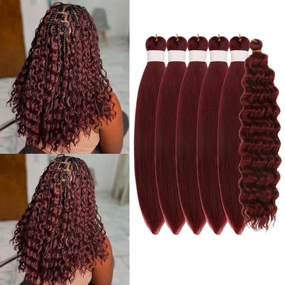 Cabello trenzado corto borgoña preestirado sin nudos trenzado para Boho Br... Foto 1 de 4