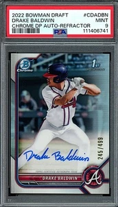 Bowman Draft 2022 cromo Drake Baldwin refractor automático novato #/499 PSA 9 - Imagen 1 de 2