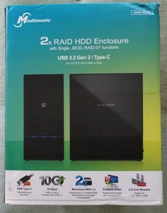 Boîtier double disque dur Mediasonic RAID USB 3.2 2,5/3,5” HUR5-SU31C Excellent - Photo 1/11