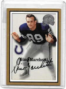 GINO MARCHETTI 2000 FLEER GRANDES DEL JUEGO CERTIFICADO AUTÓGRAFO HOF - Imagen 1 de 1